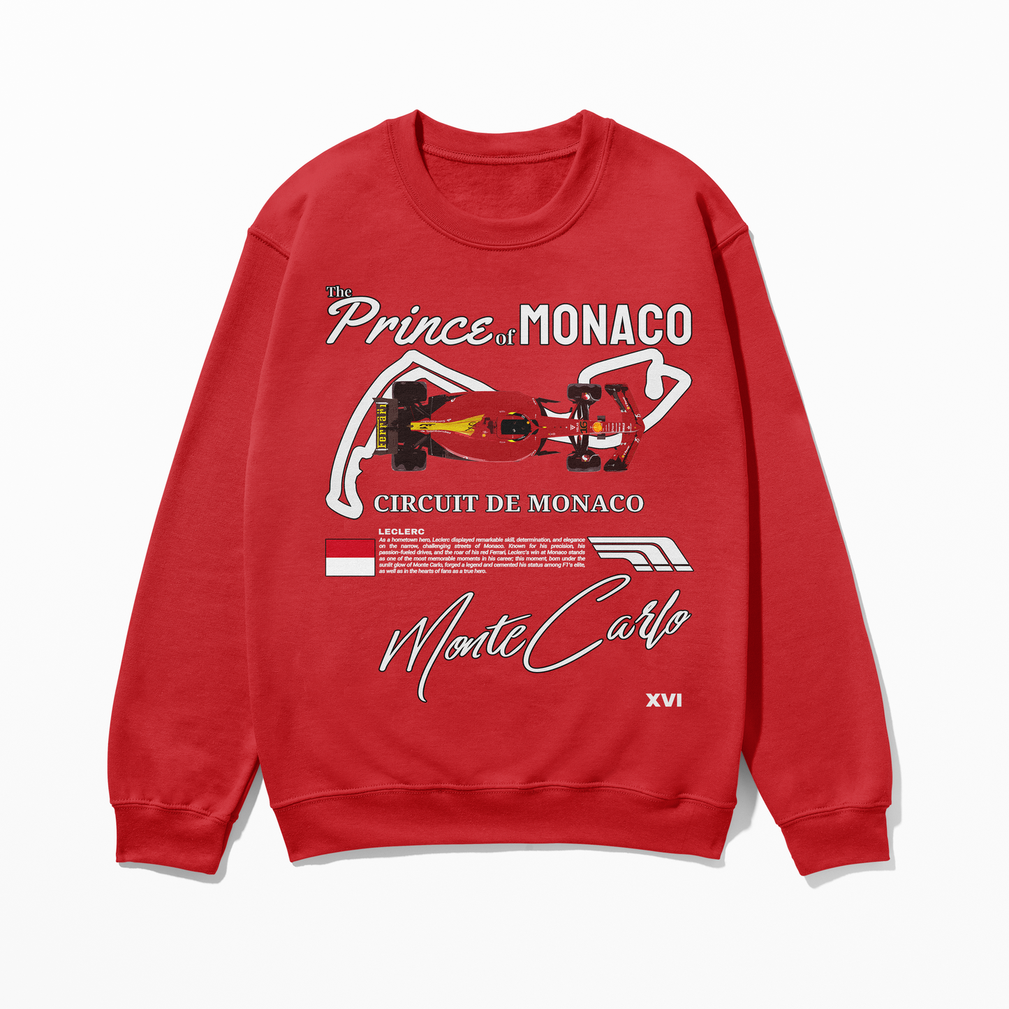 Monaco Grand Prix Charles Leclerc Sweatshirt | Inspired Monte Carlo Circuit Gift