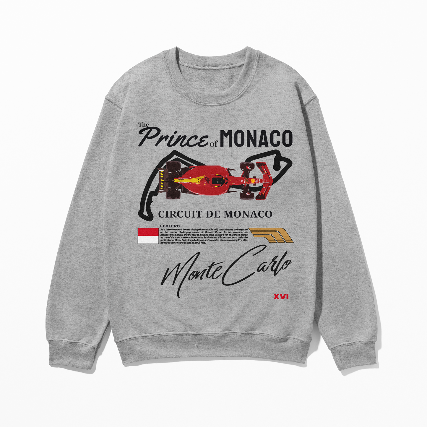 Monaco Grand Prix Charles Leclerc Sweatshirt | Inspired Monte Carlo Circuit Gift