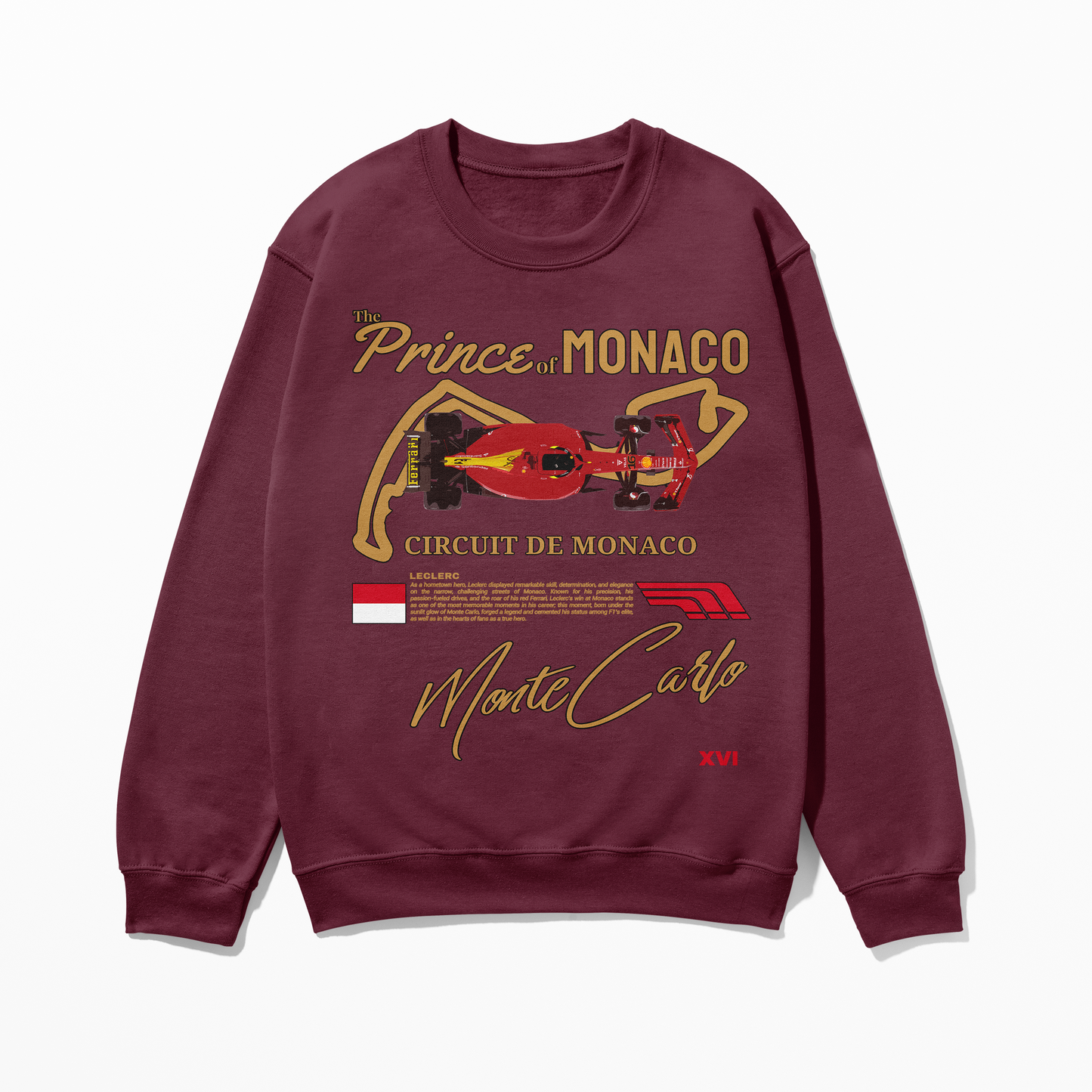 Monaco Grand Prix Charles Leclerc Sweatshirt | Inspired Monte Carlo Circuit Gift
