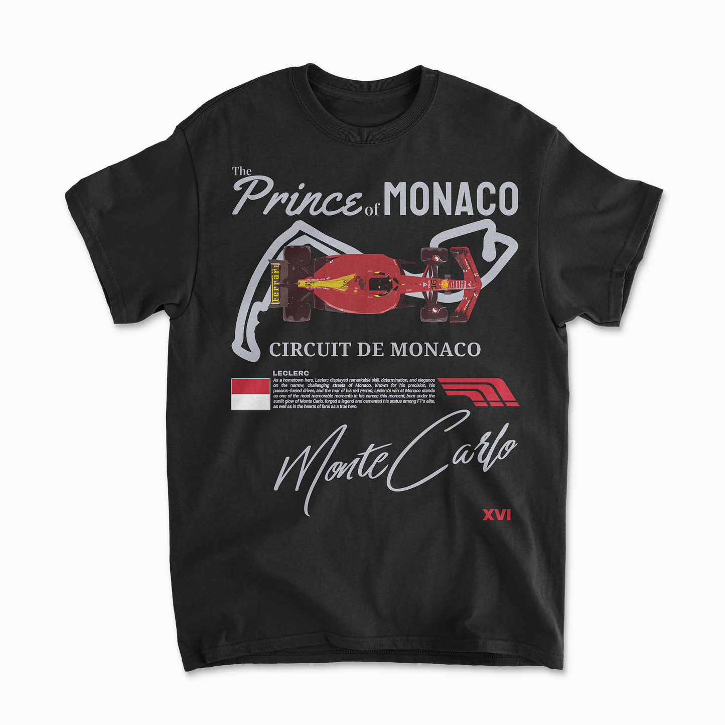 Charles Leclerc Monaco GP T-Shirt | Inspired Monte Carlo Circuit Shirt