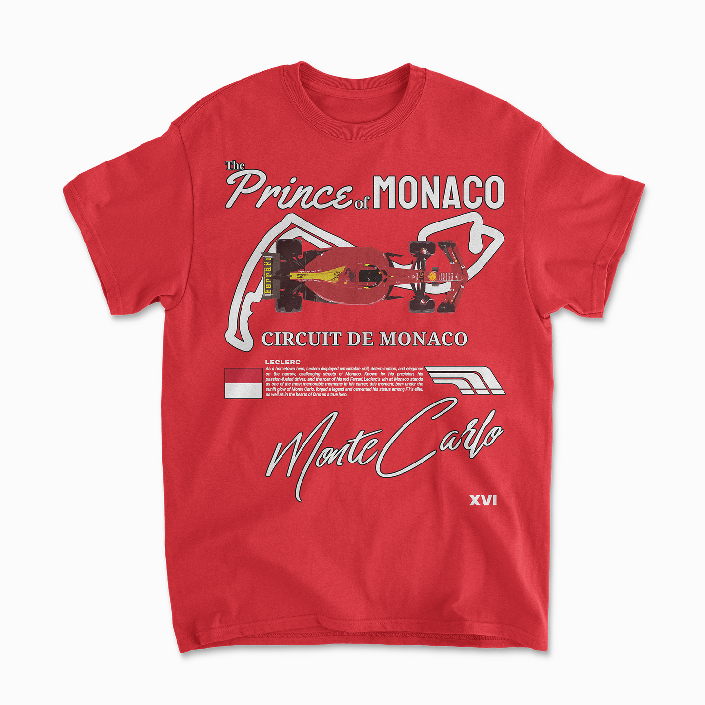 Charles Leclerc Monaco GP T-Shirt | Inspired Monte Carlo Circuit Shirt