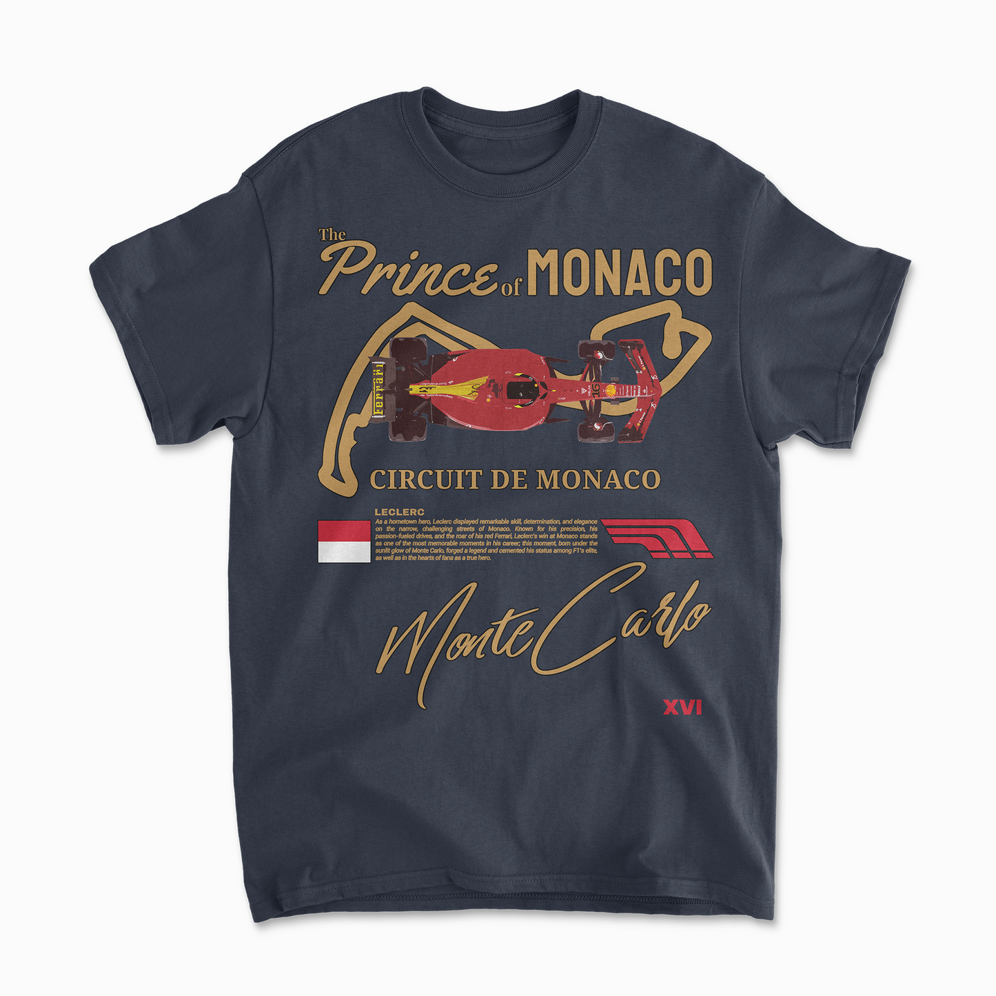 Charles Leclerc Monaco GP T-Shirt | Inspired Monte Carlo Circuit Shirt