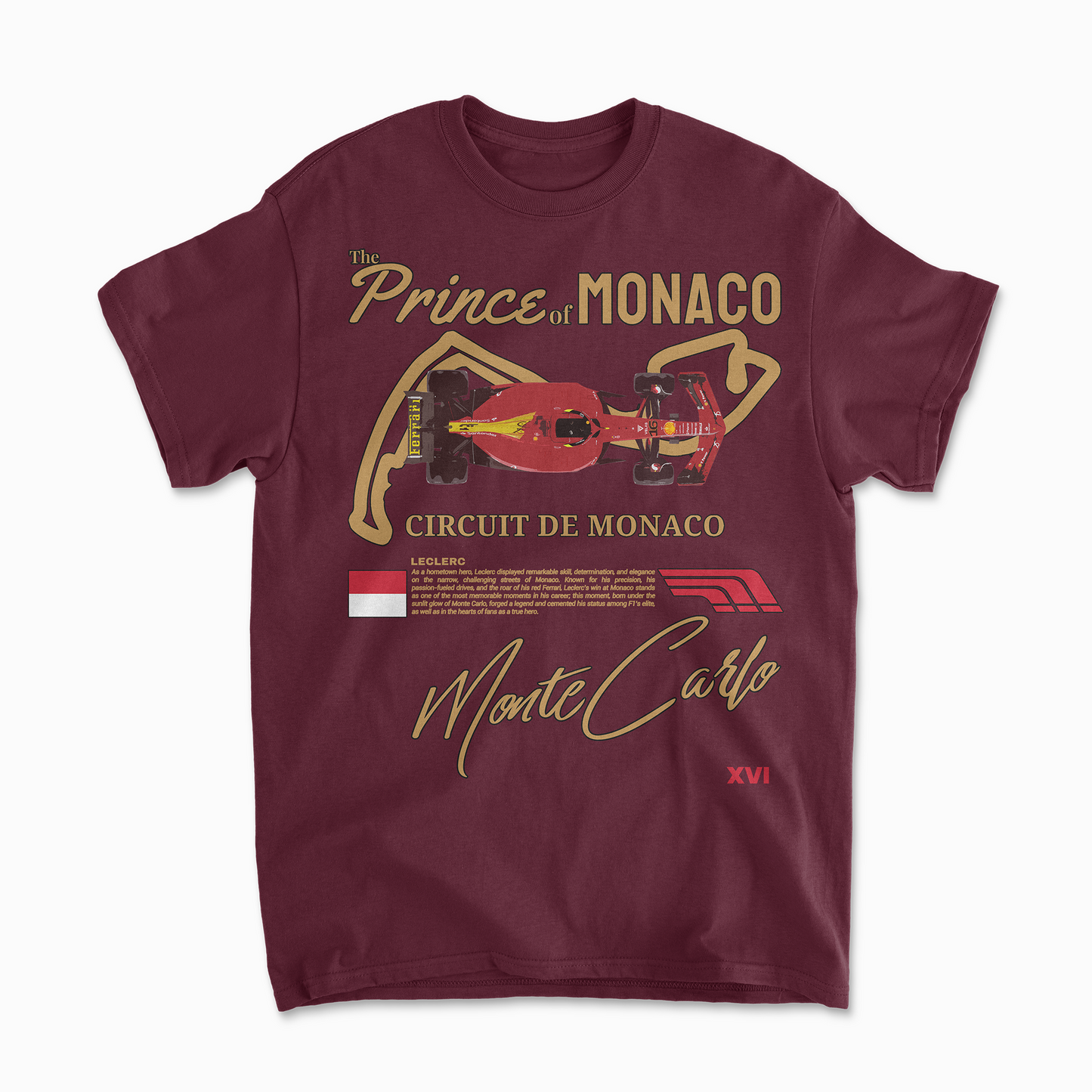 Charles Leclerc Monaco GP T-Shirt | Inspired Monte Carlo Circuit Shirt
