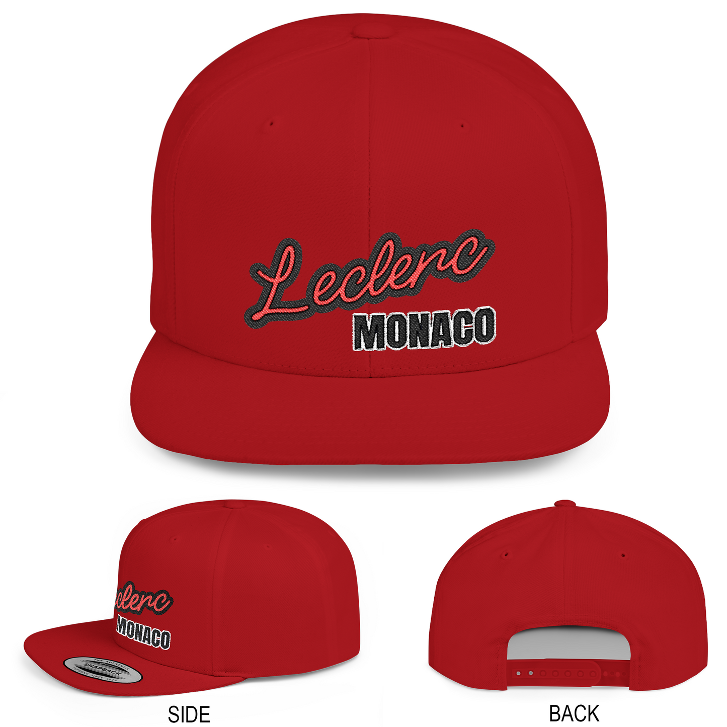 Charles Leclerc Hat Ferrari Inspired Flat Bill Snapback Cap
