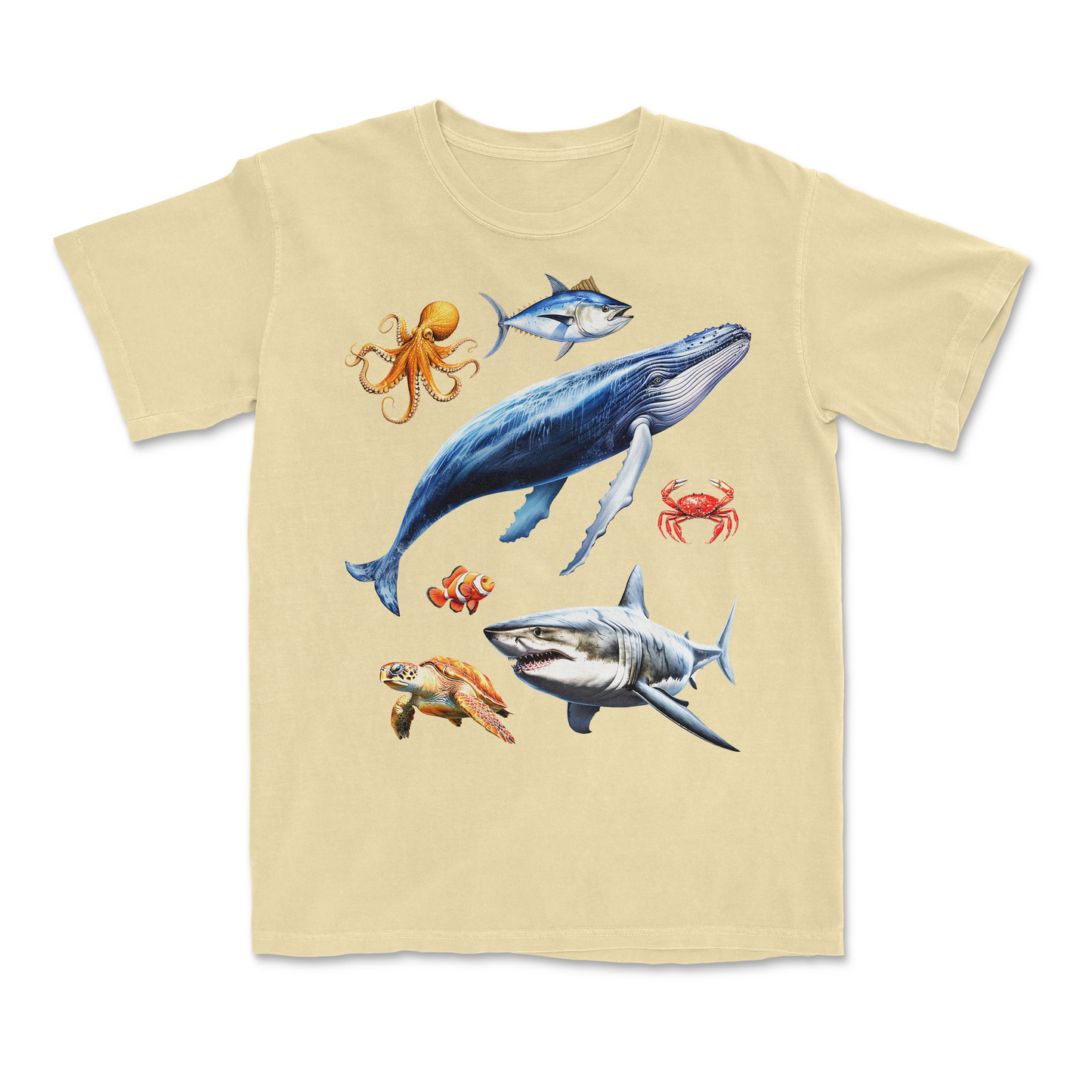 Ocean Sea Creatures Retro Marine Life Graphic T-Shirt