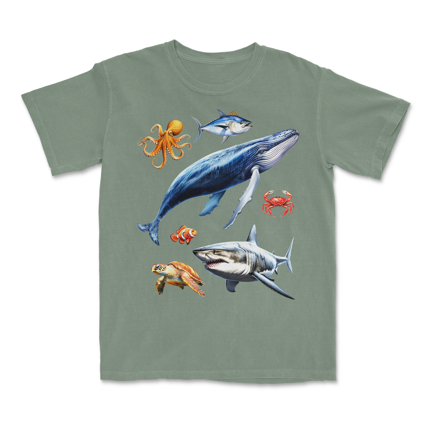Ocean Sea Creatures Retro Marine Life Graphic T-Shirt