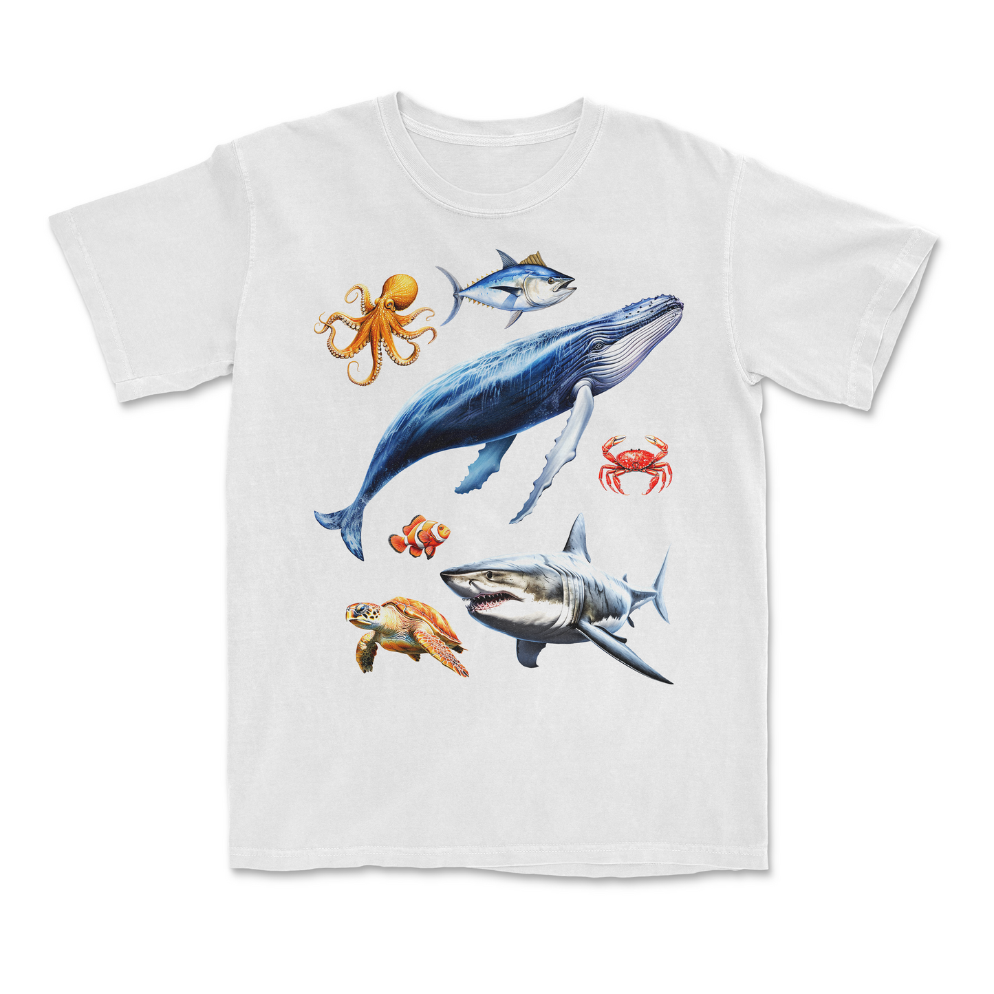 Ocean Sea Creatures Retro Marine Life Graphic T-Shirt
