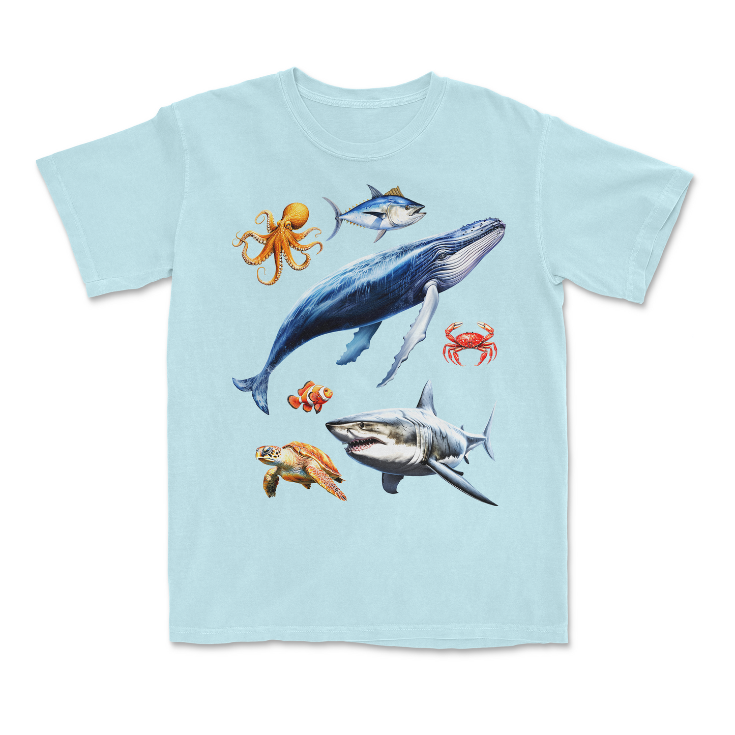 Ocean Sea Creatures Retro Marine Life Graphic T-Shirt