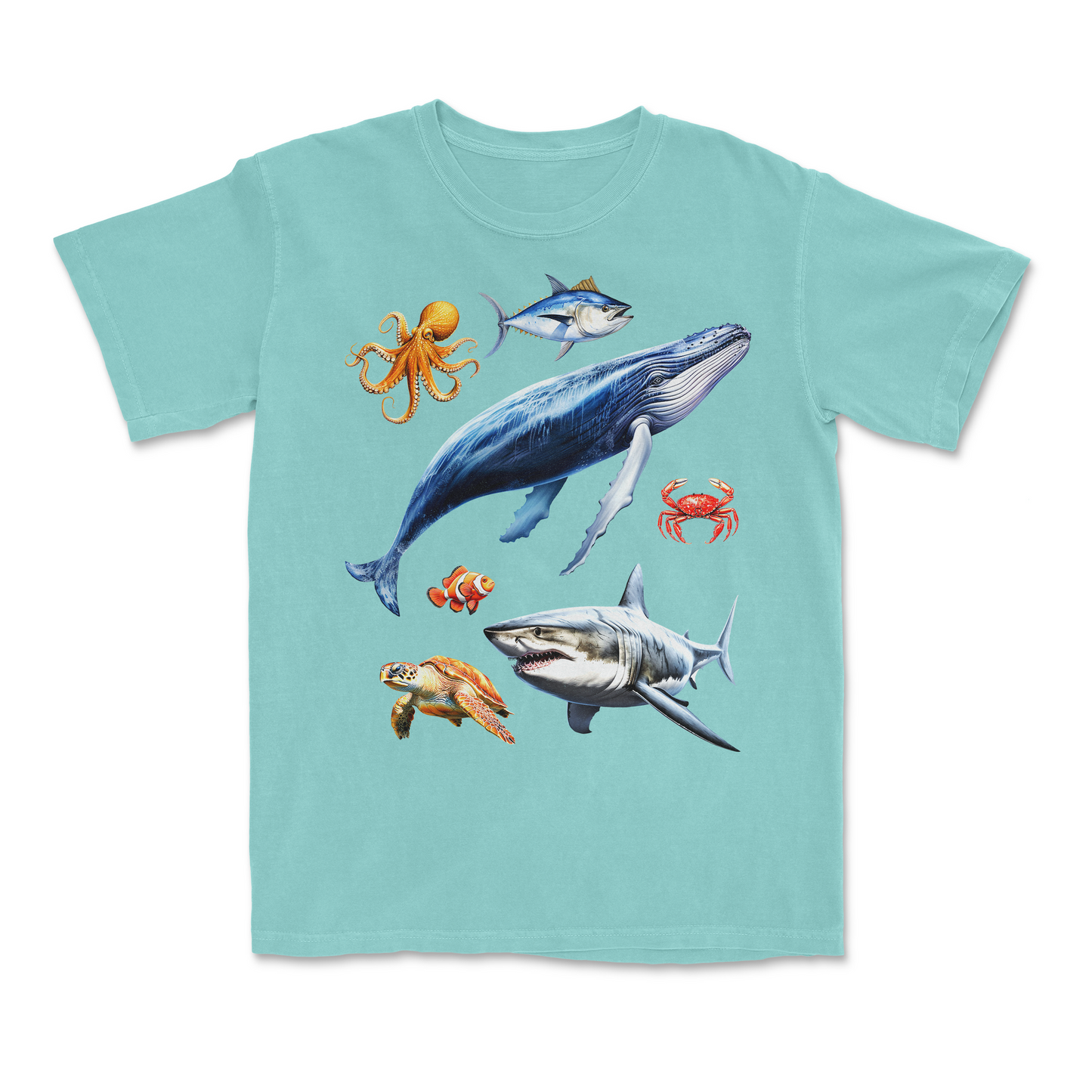 Ocean Sea Creatures Retro Marine Life Graphic T-Shirt