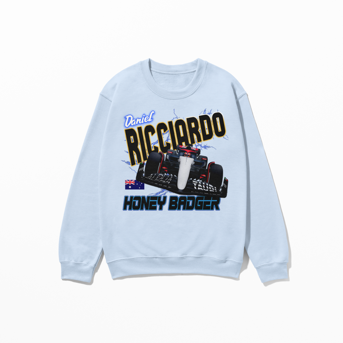 Ricciardo Racing 90s Rapper Style Unisex Sweatshirt F1 Gift Honey Badger RIC3 Inspired Graphic Shirt Unisex Crewneck Sweatshirt