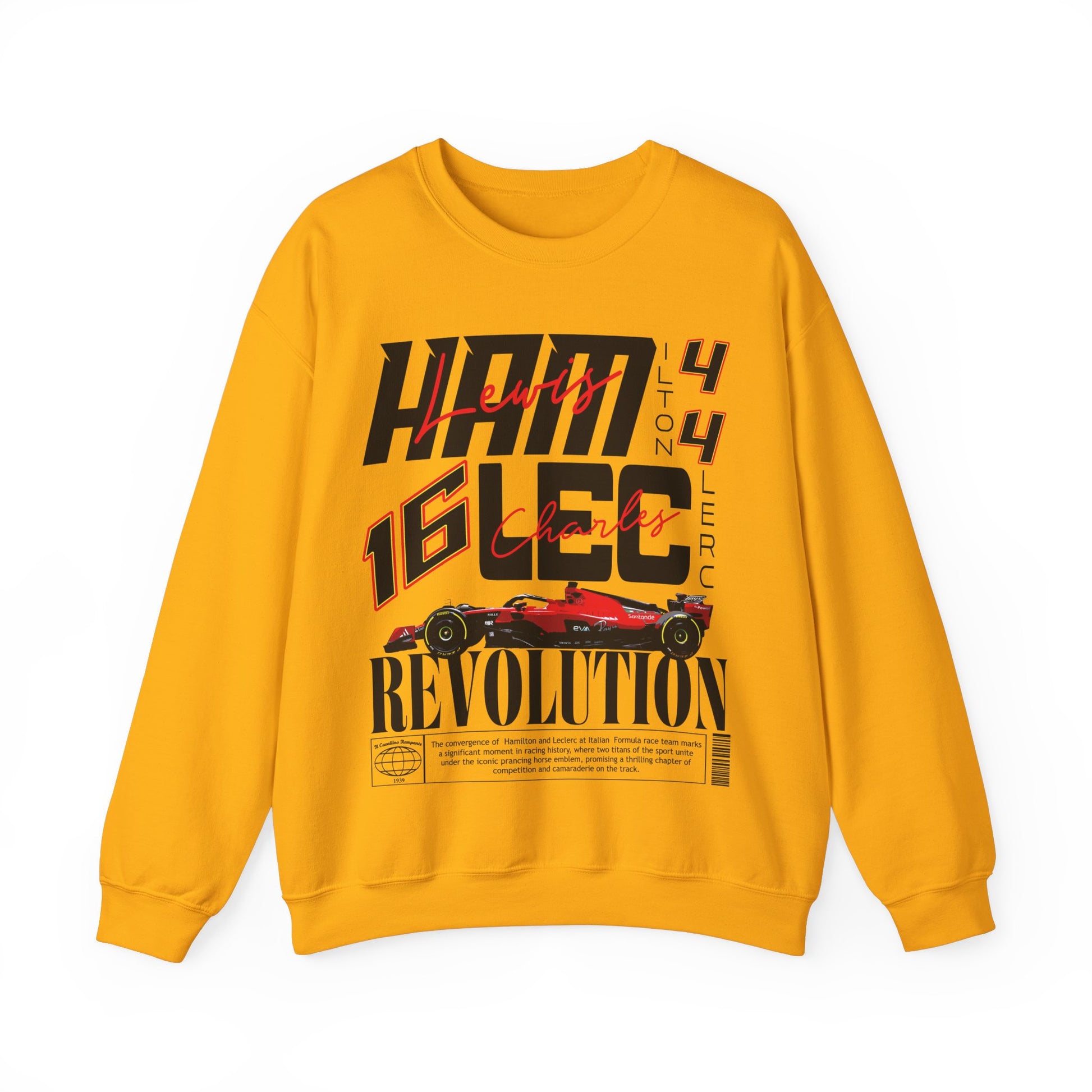 Gold Yellow Lewis Hamilton Charles Leclerc Formula 1 Sweatshirt | Ferrari F1 Shirt