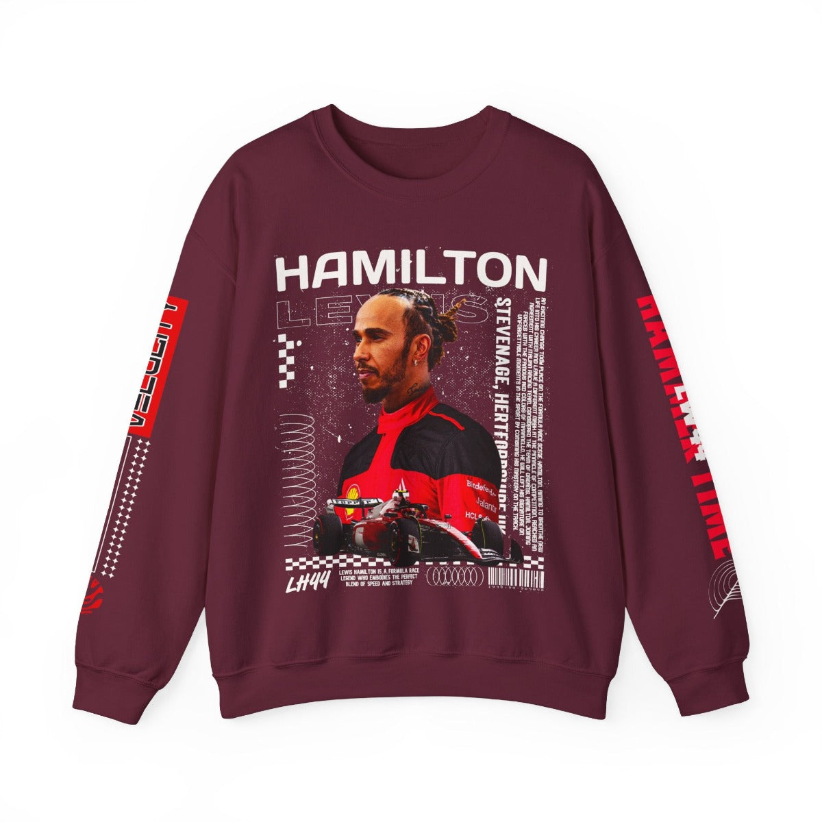 Hamilton Sweatshirt F1 Gift Shirt 44 Number Racing Inspired British Concept Shirt Red Aesthetic Racing Clothing Unisex Crewneck Sweatshirt