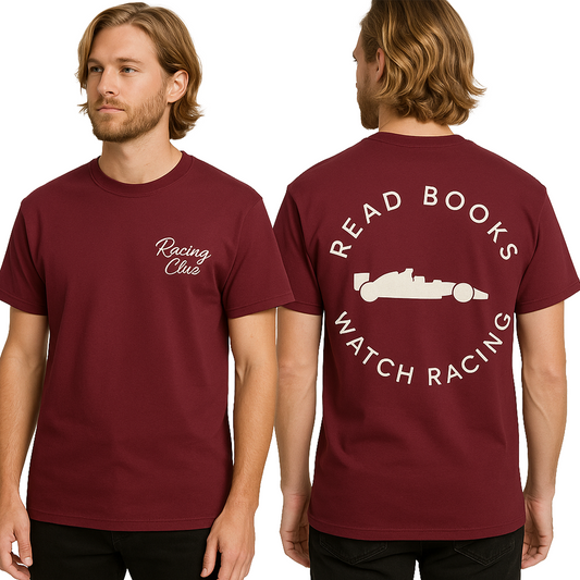 Read Books Watch F1 Racing T-Shirt | Inspired Retro Formula 1 Motorsports Tee for Racing Fans Team Apparel