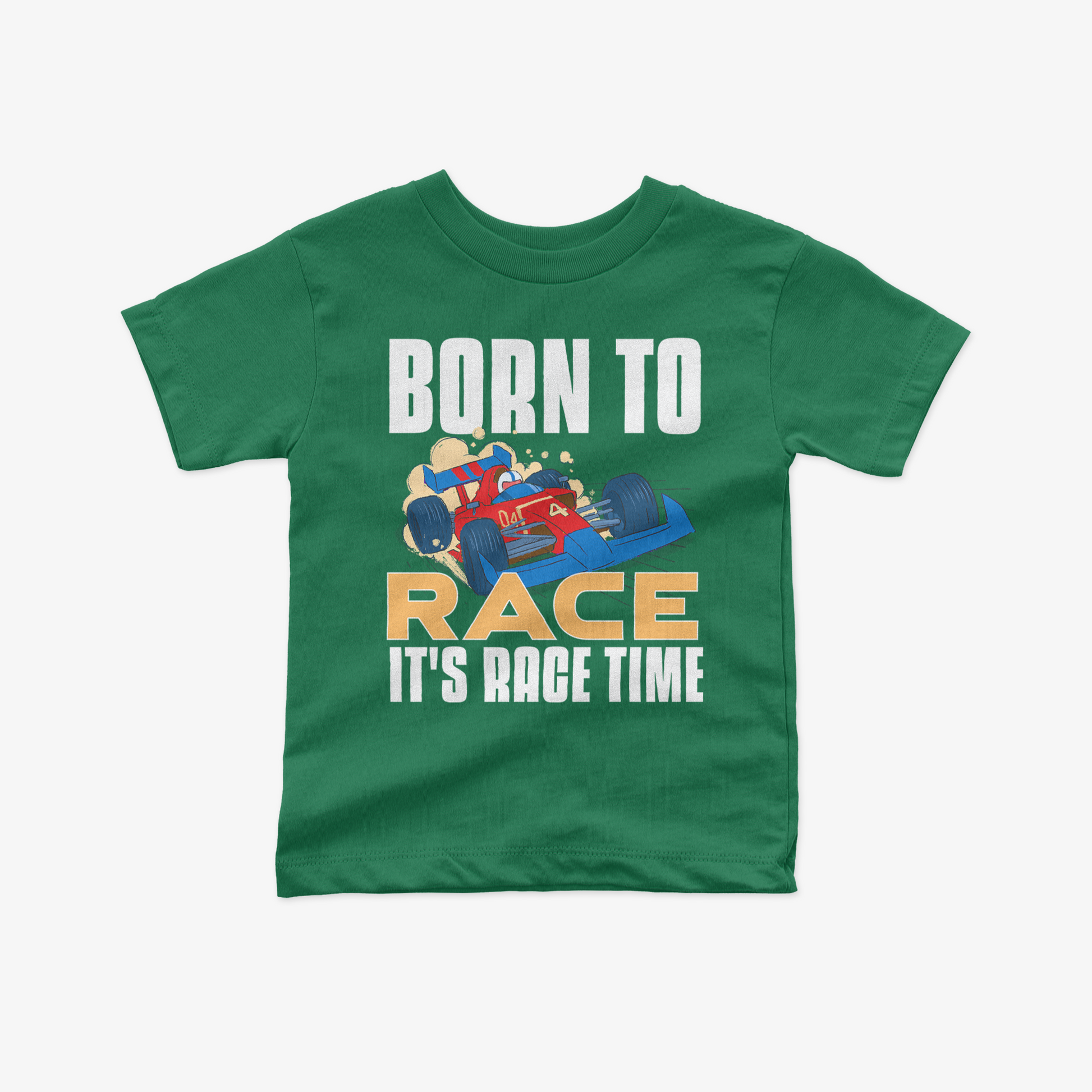 Green Born To Race Toddler Short Sleeve T-Shirt It Is Race Time Kids Shirt Youth Formula Race Shirt F1 Baby Shower Gift Unisex Crewneck Tee