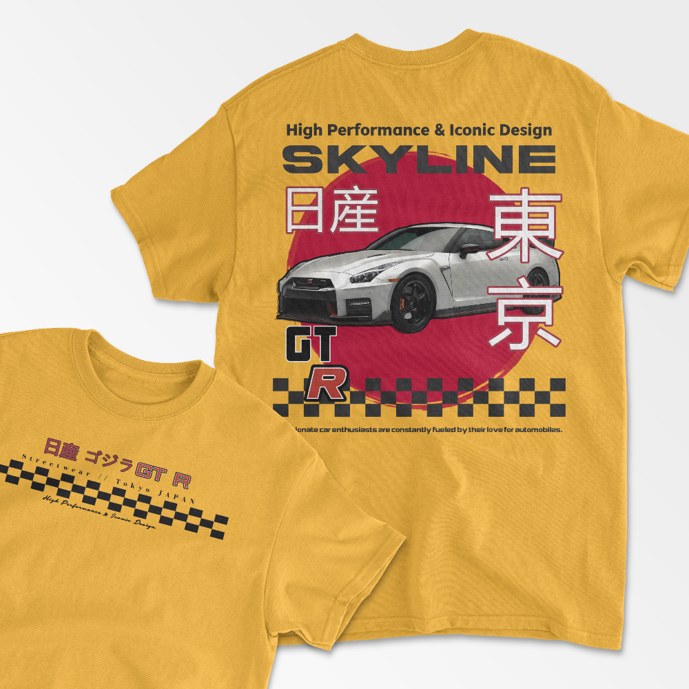 Skyline Inspired Streetwear T-Shirt R35 Shirt Car Lover Gift Sport Racing Car Shirt Drift Lover Unisex Cotton Tee