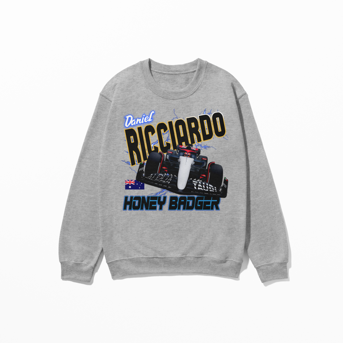 Ricciardo Racing 90s Rapper Style Unisex Sweatshirt F1 Gift Honey Badger RIC3 Inspired Graphic Shirt Unisex Crewneck Sweatshirt