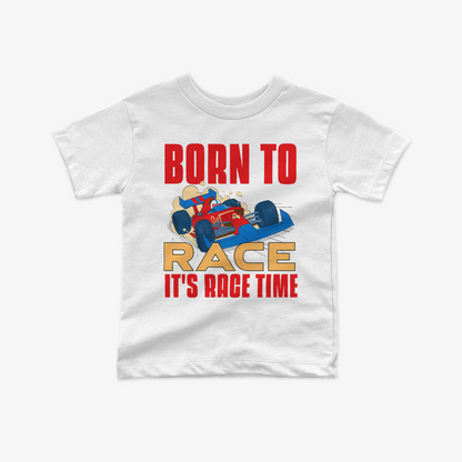 White Born To Race Toddler Short Sleeve T-Shirt It Is Race Time Kids Shirt Youth Formula Race Shirt F1 Baby Shower Gift Unisex Crewneck Tee