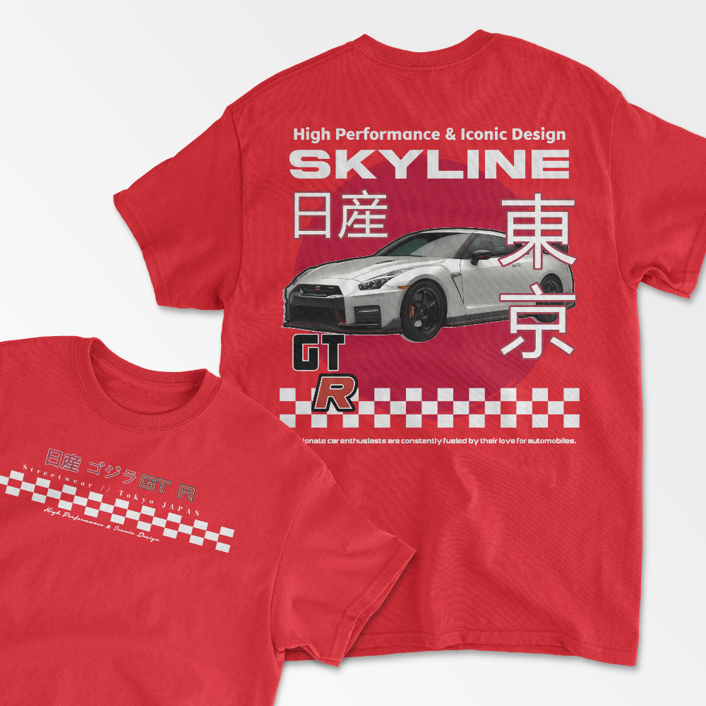 Skyline Inspired Streetwear T-Shirt R35 Shirt Car Lover Gift Sport Racing Car Shirt Drift Lover Unisex Cotton Tee