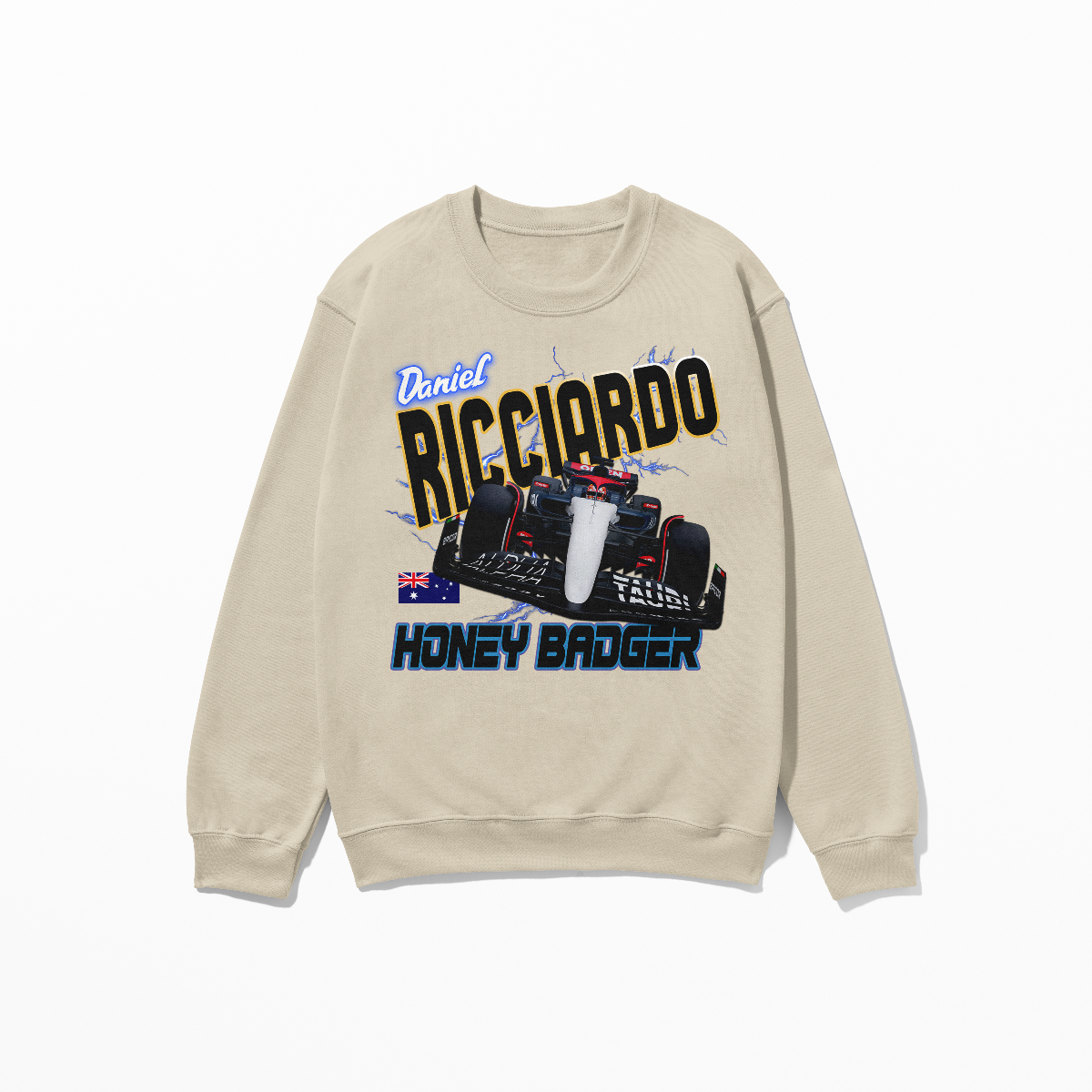 Ricciardo Racing 90s Rapper Style Unisex Sweatshirt F1 Gift Honey Badger RIC3 Inspired Graphic Shirt Unisex Crewneck Sweatshirt