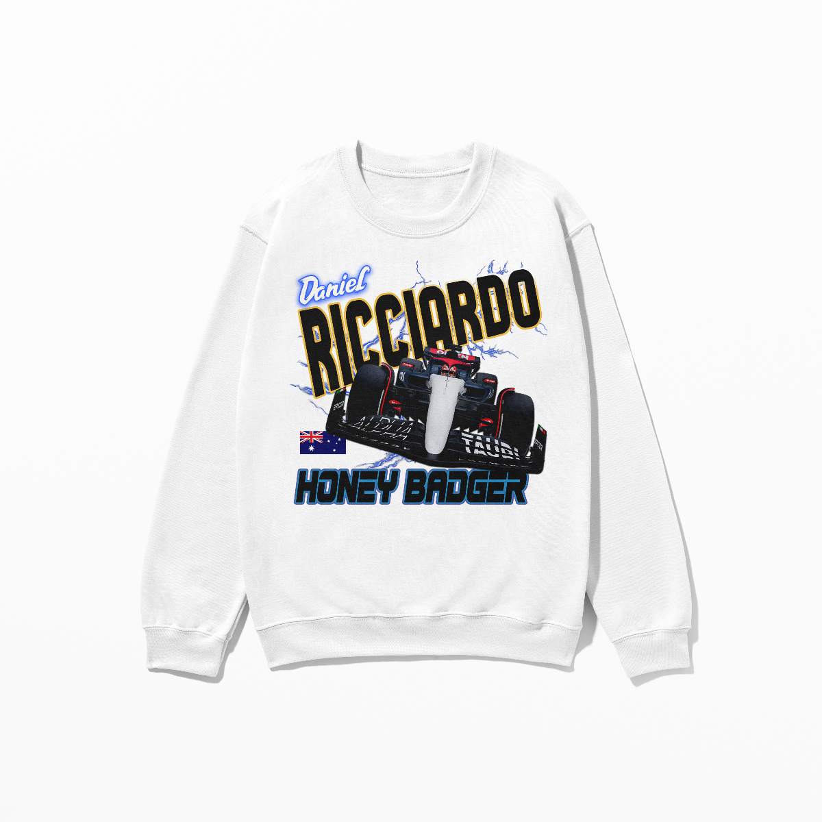 Ricciardo Racing 90s Rapper Style Unisex Sweatshirt F1 Gift Honey Badger RIC3 Inspired Graphic Shirt Unisex Crewneck Sweatshirt