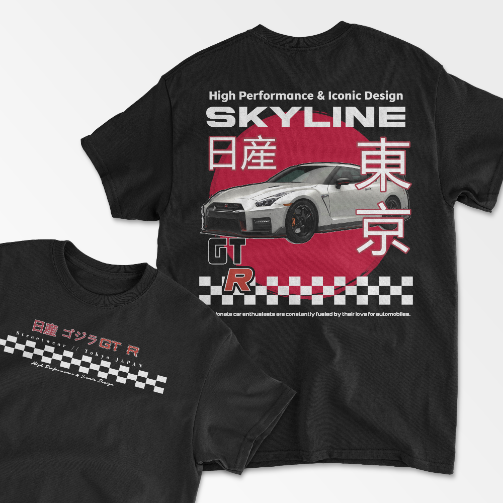 Skyline Inspired Streetwear T-Shirt R35 Shirt Car Lover Gift Sport Racing Car Shirt Drift Lover Unisex Cotton Tee