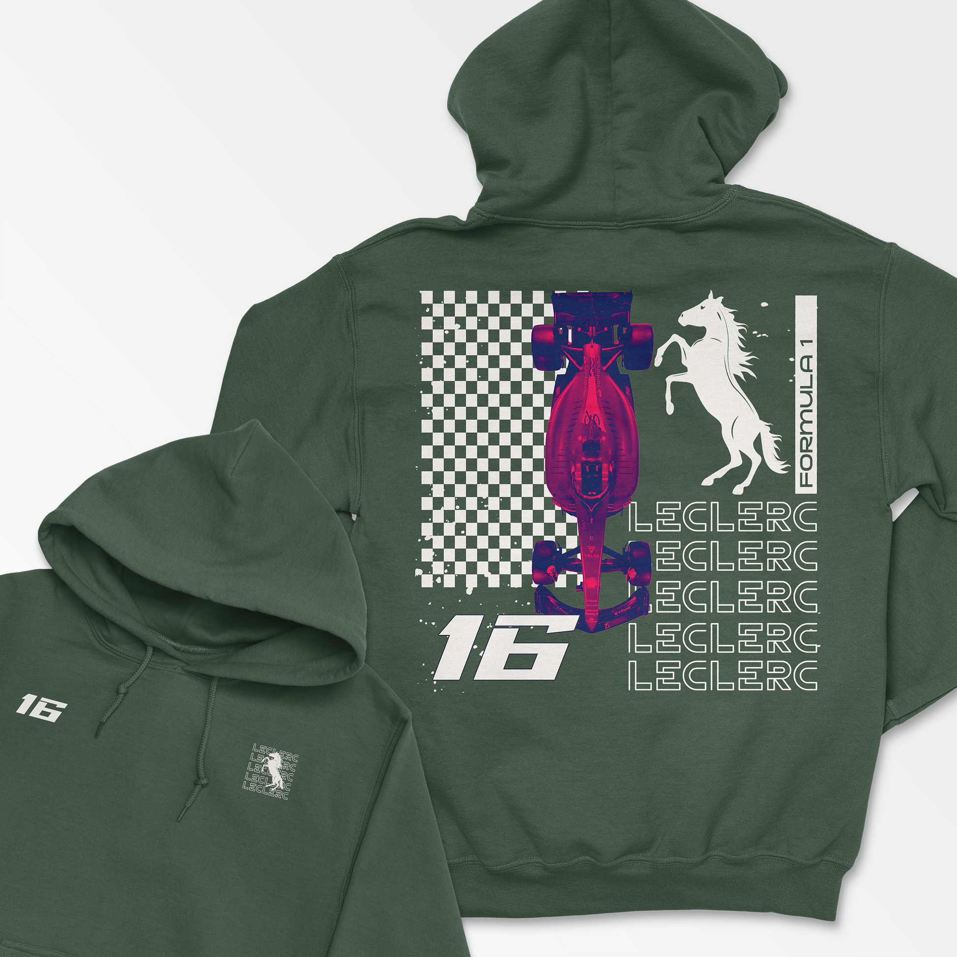 Forest Green Leclerc Grunge Heavy Blend Hoodie | Inspired Charles Sweatshirt | Formula Race Long Sleeve Pullover | Sainz Shirt