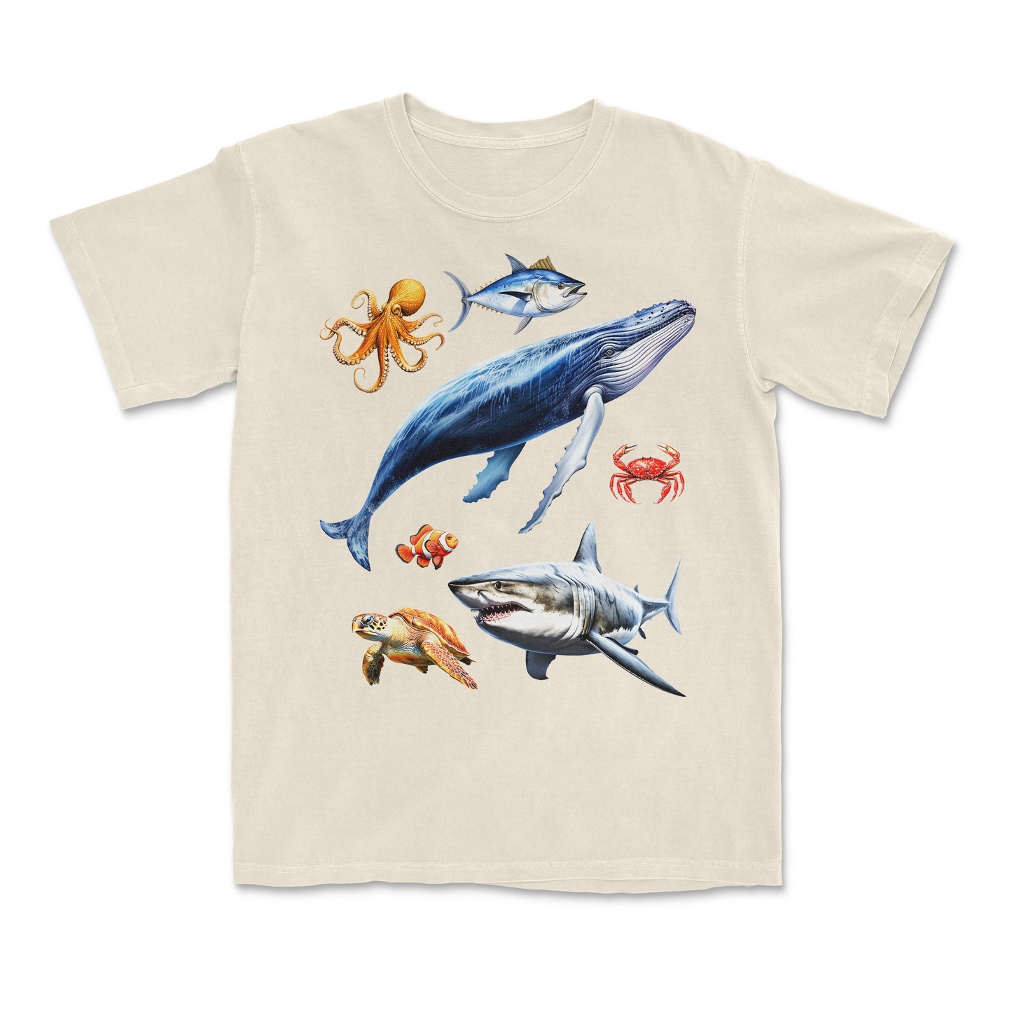 Ocean Sea Creatures Retro Marine Life Graphic T-Shirt