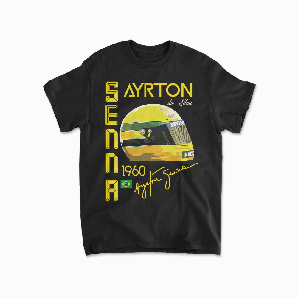 Senna Formula Race T-Shirt Brazilian Racing Shirt 90s Retro Shirt Racing Helmet Shirt Unisex Cotton Tee