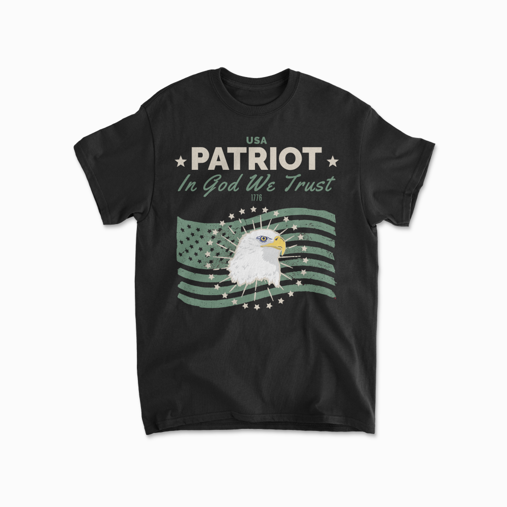 USA Eagle Patriotic In God We Trust T-Shirt American Flag Shirt Veteran Gift Army Shirt Retro US Flag 1776 American Unisex Tee