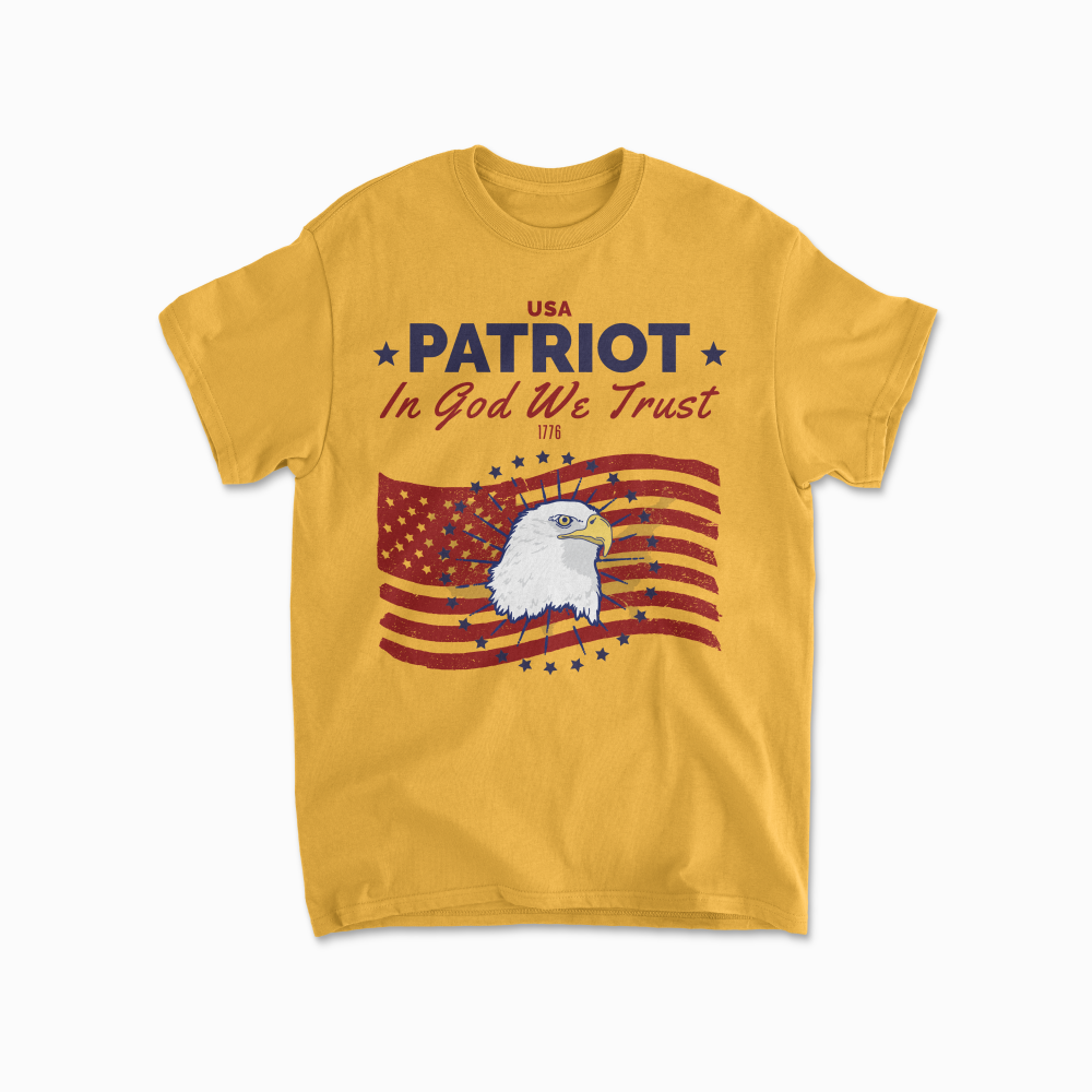 USA Eagle Patriotic In God We Trust T-Shirt American Flag Shirt Veteran Gift Army Shirt Retro US Flag 1776 American Unisex Tee