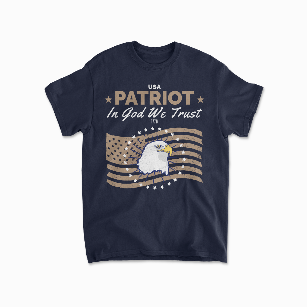 USA Eagle Patriotic In God We Trust T-Shirt American Flag Shirt Veteran Gift Army Shirt Retro US Flag 1776 American Unisex Tee