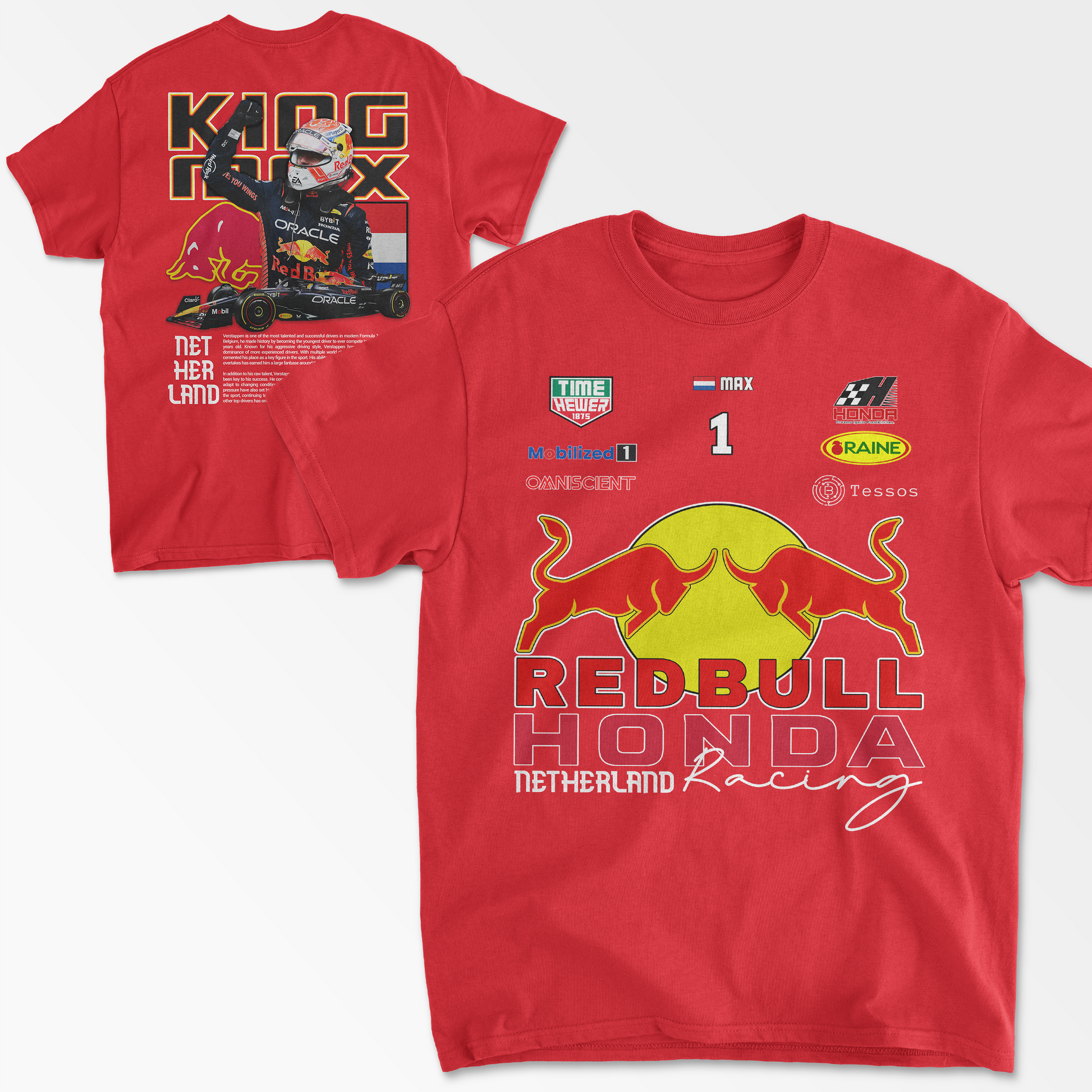 Redbull Formula 1 Inspired Max Verstappen T-Shirt | Honda Tee