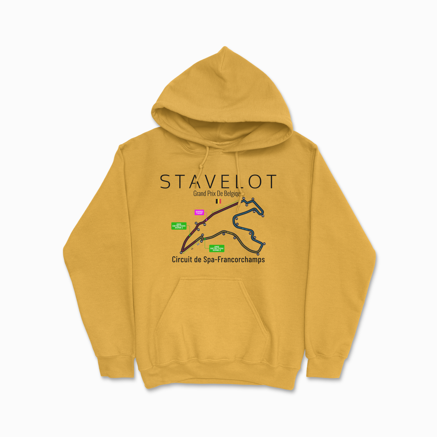 Gold Circuit de Spa Francorchamps Hoodie Stavelot Belgium Hooded Sweater Formula Hoodie F1 Gift Unisex Heavy Blend Hooded Sweatshirt