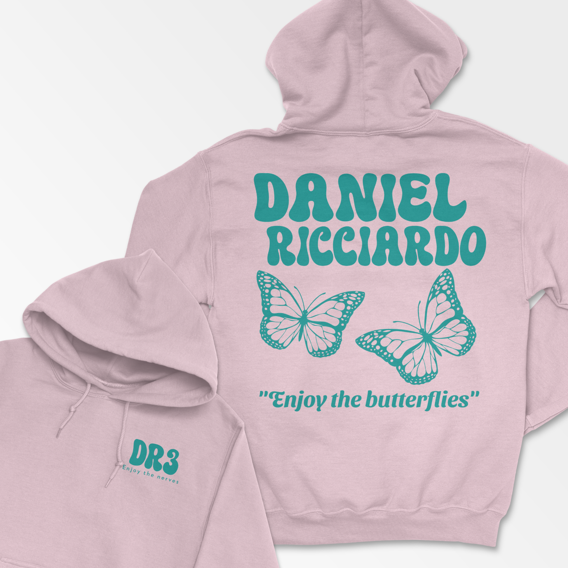 Light Pink Ricciardo Hoodie Formula Hoodie Ricciardo Butterfly F1 Gift RIC3 Inspired Clothing Aesthetic Racing Cotton Unisex Hooded Sweatshirt