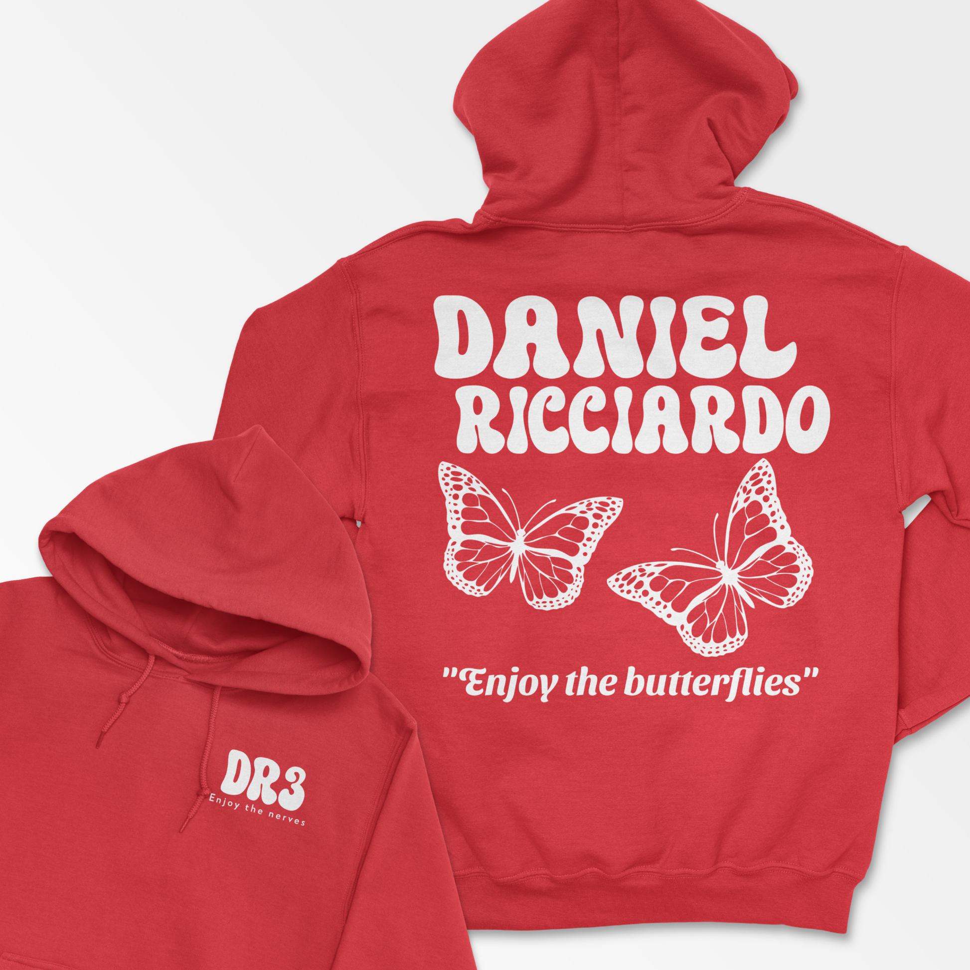 Red Ricciardo Hoodie Formula Hoodie Ricciardo Butterfly F1 Gift RIC3 Inspired Clothing Aesthetic Racing Cotton Unisex Hooded Sweatshirt