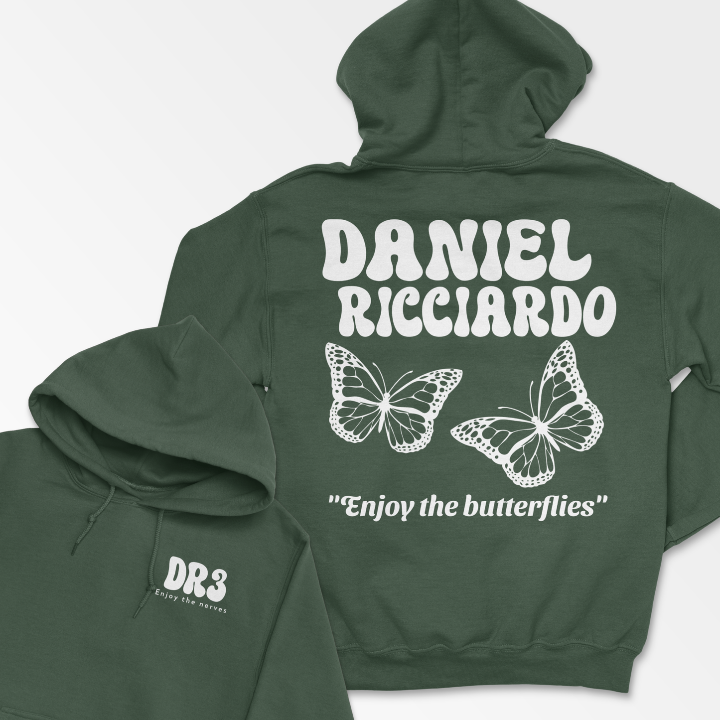 Forest Green Ricciardo Hoodie Formula Hoodie Ricciardo Butterfly F1 Gift RIC3 Inspired Clothing Aesthetic Racing Cotton Unisex Hooded Sweatshirt