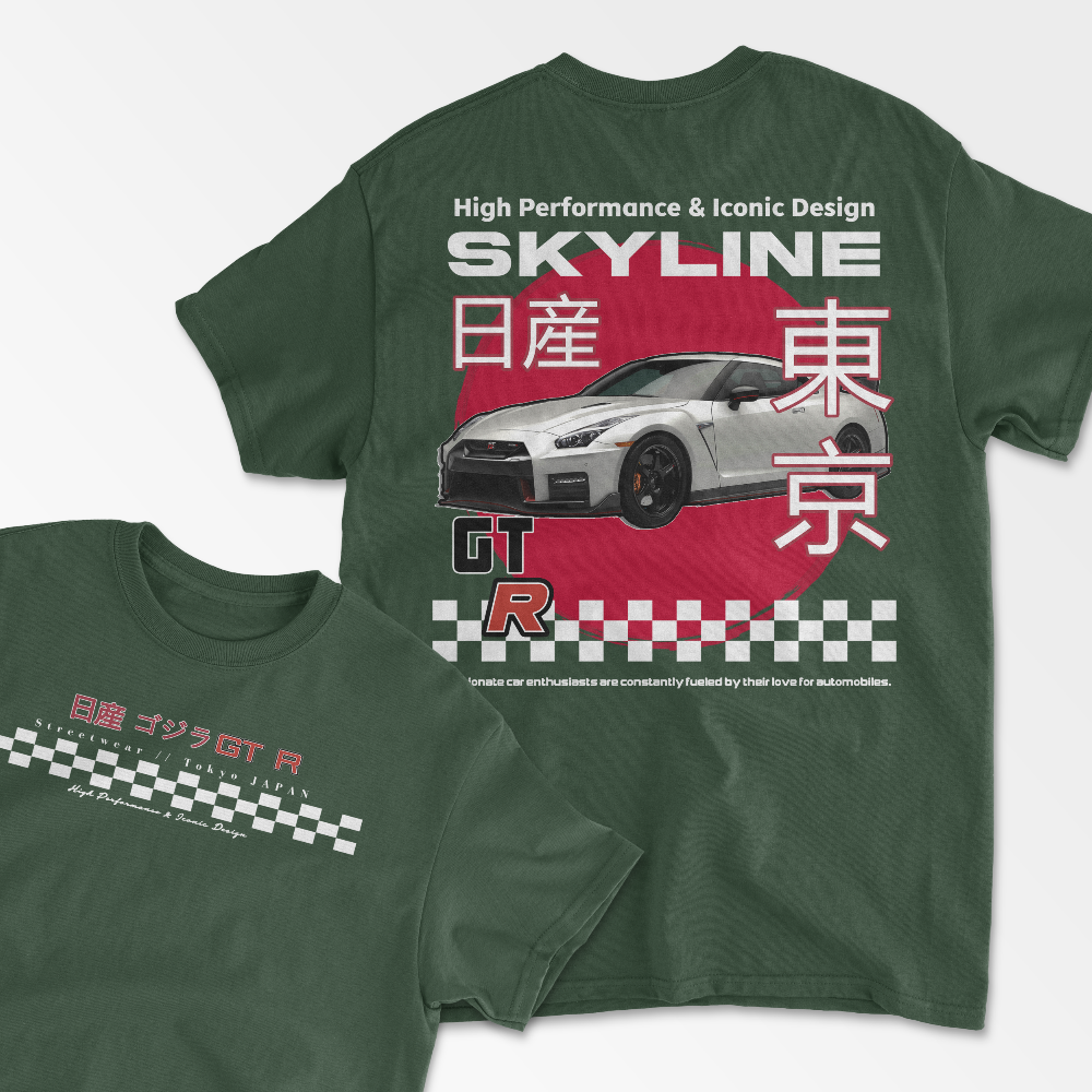 Skyline Inspired Streetwear T-Shirt R35 Shirt Car Lover Gift Sport Racing Car Shirt Drift Lover Unisex Cotton Tee