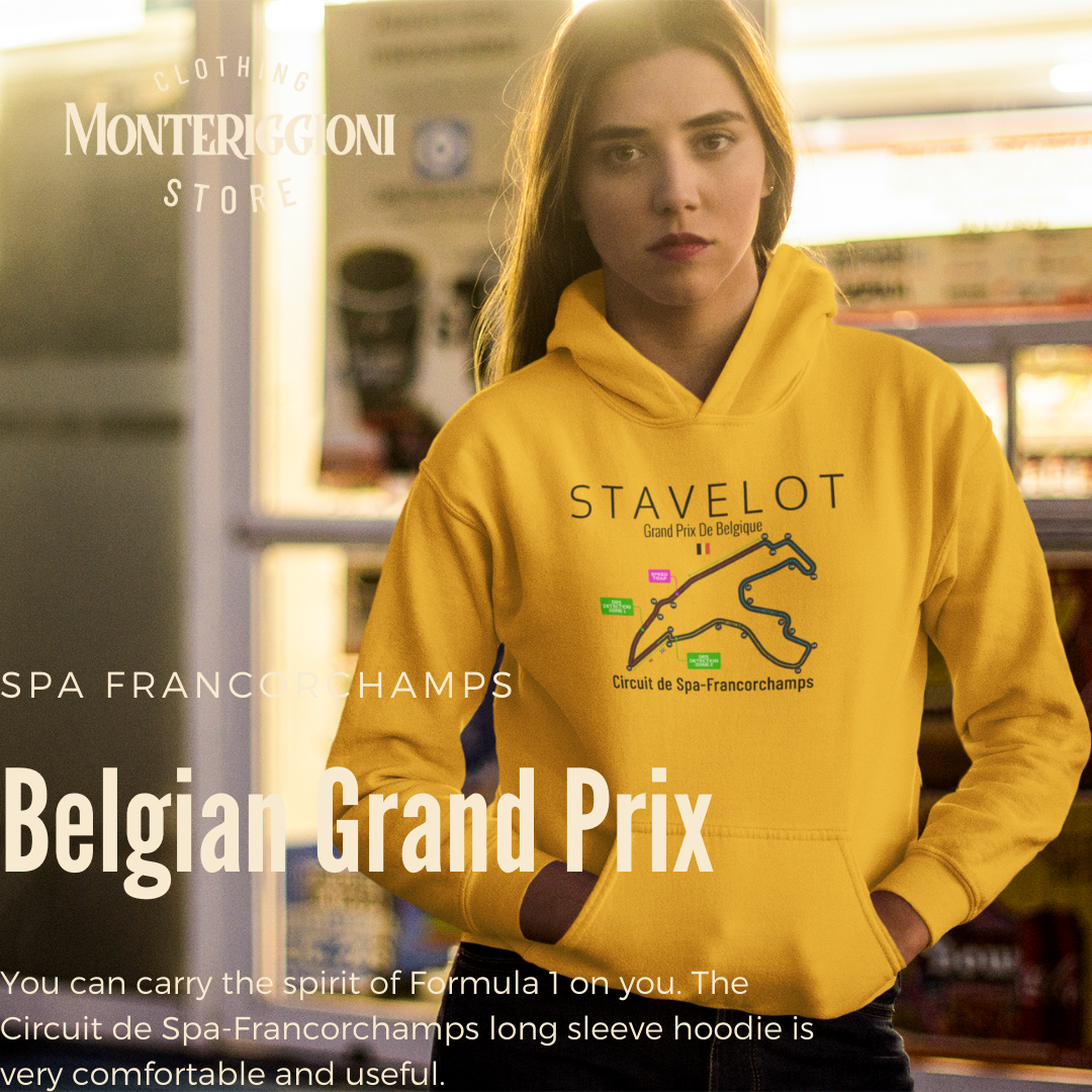 Yellow Circuit de Spa Francorchamps Hoodie Stavelot Belgium Hooded Sweater Formula Hoodie F1 Gift Unisex Heavy Blend Hooded Sweatshirt