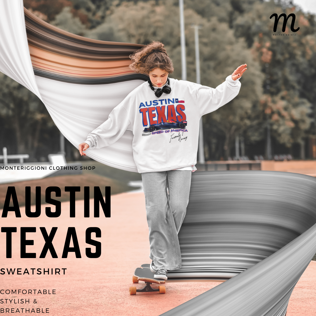 Austin Texas Sweatshirt Formula Race Inspired Sweatshirt F1 Concept Design Shirt United States F1 Fan Gift Unisex Crewneck Sweatshirt