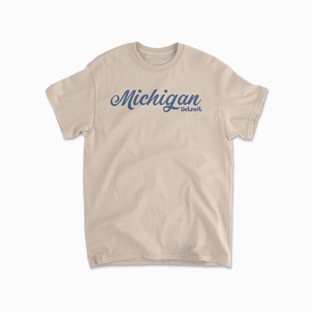 Detroit City Michigan T-Shirt Concept Design Great Lakes Shirt Lake Michigan Tee Michigan Gift Up North Peninsula Unisex Cotton Tee