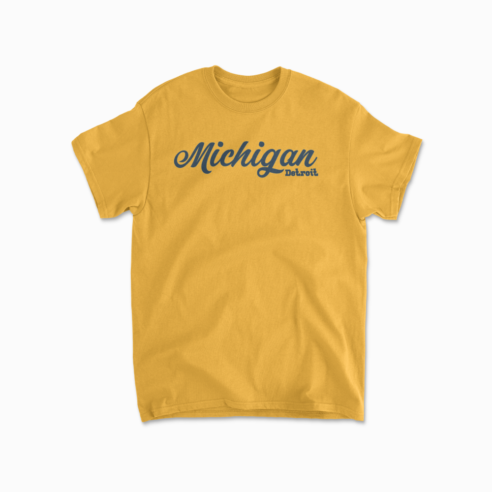 Detroit City Michigan T-Shirt Concept Design Great Lakes Shirt Lake Michigan Tee Michigan Gift Up North Peninsula Unisex Cotton Tee