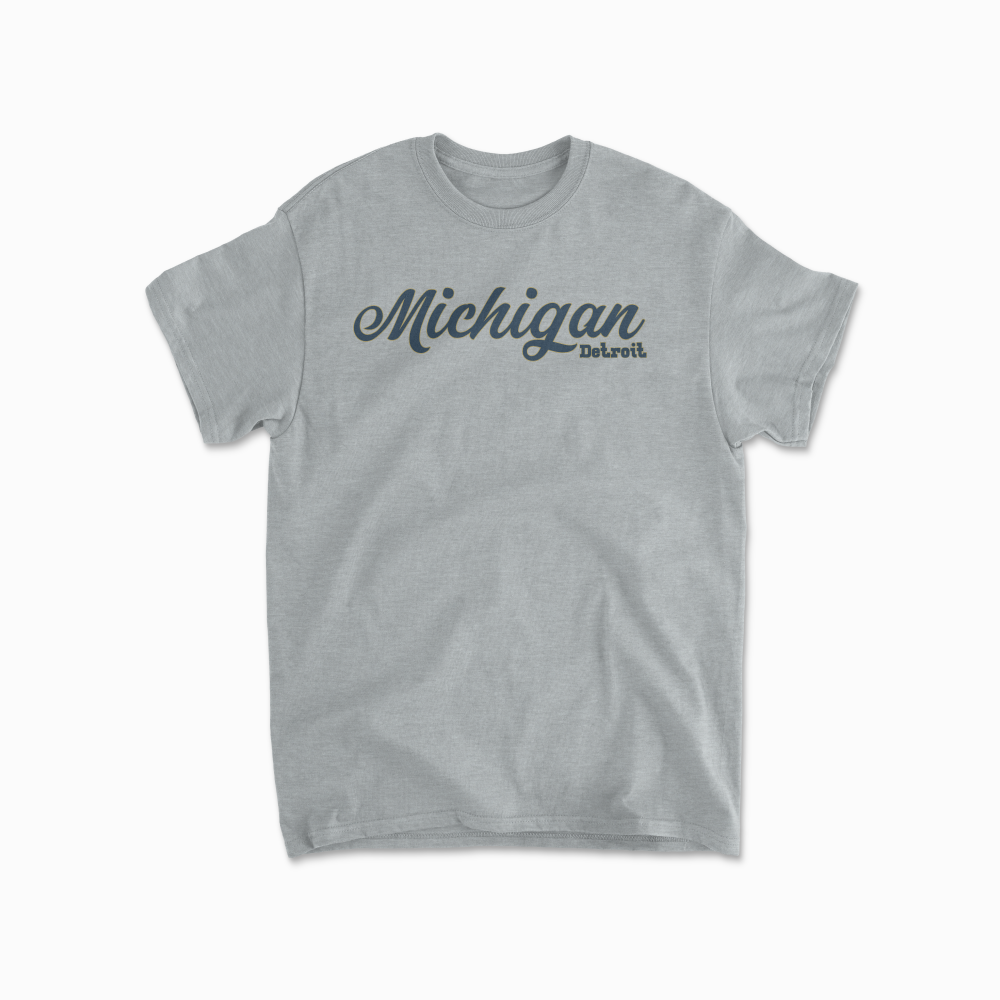 Detroit City Michigan T-Shirt Concept Design Great Lakes Shirt Lake Michigan Tee Michigan Gift Up North Peninsula Unisex Cotton Tee