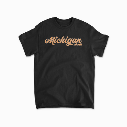 Detroit City Michigan T-Shirt Concept Design Great Lakes Shirt Lake Michigan Tee Michigan Gift Up North Peninsula Unisex Cotton Tee