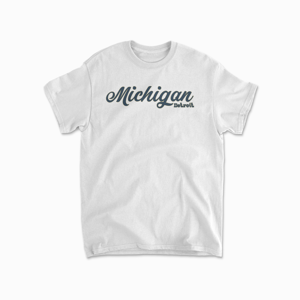 Detroit City Michigan T-Shirt Concept Design Great Lakes Shirt Lake Michigan Tee Michigan Gift Up North Peninsula Unisex Cotton Tee