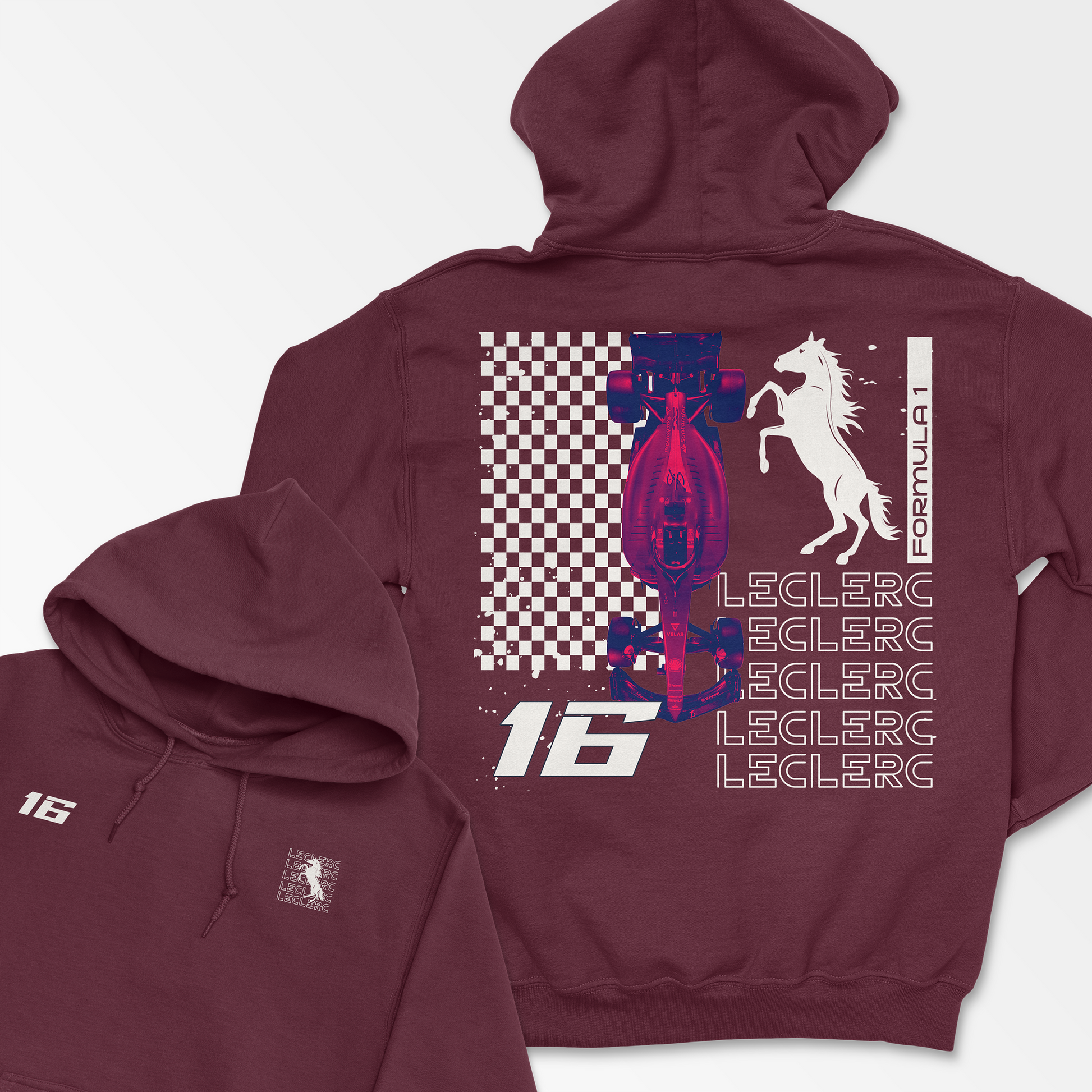 Maroon Leclerc Grunge Heavy Blend Hoodie | Inspired Charles Sweatshirt | Formula Race Long Sleeve Pullover | Sainz Shirt