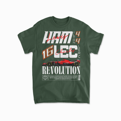 Forest Green Hamilton Leclerc T-Shirt, Formula Shirt, Racing Lover Tee, F1 Gift, Driver Shirt, Racing Merch, Streetwear Shirt, Unisex Heavy Cotton Tee