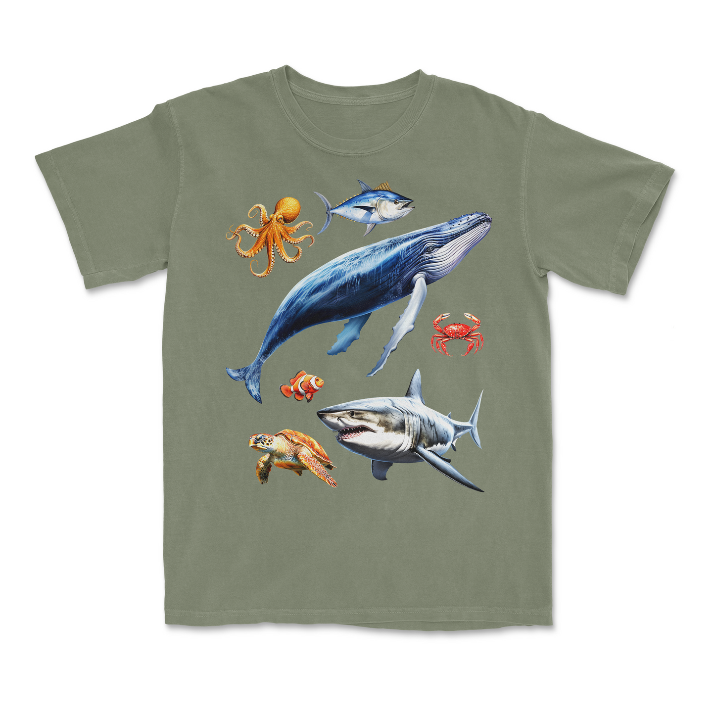 Ocean Sea Creatures Retro Marine Life Graphic T-Shirt