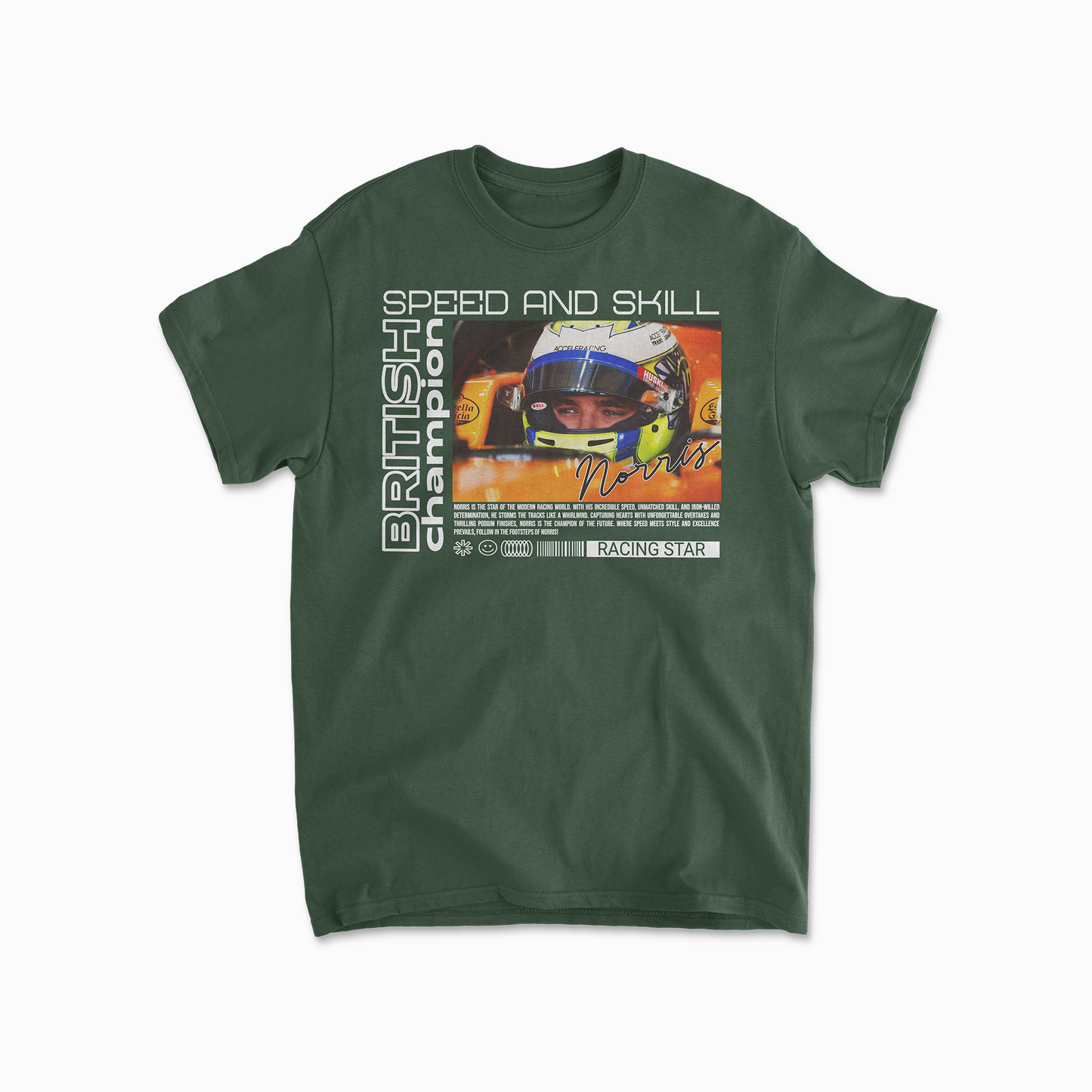 Forest Green Lando Norris Inspired Formula 1 Racing T-Shirt