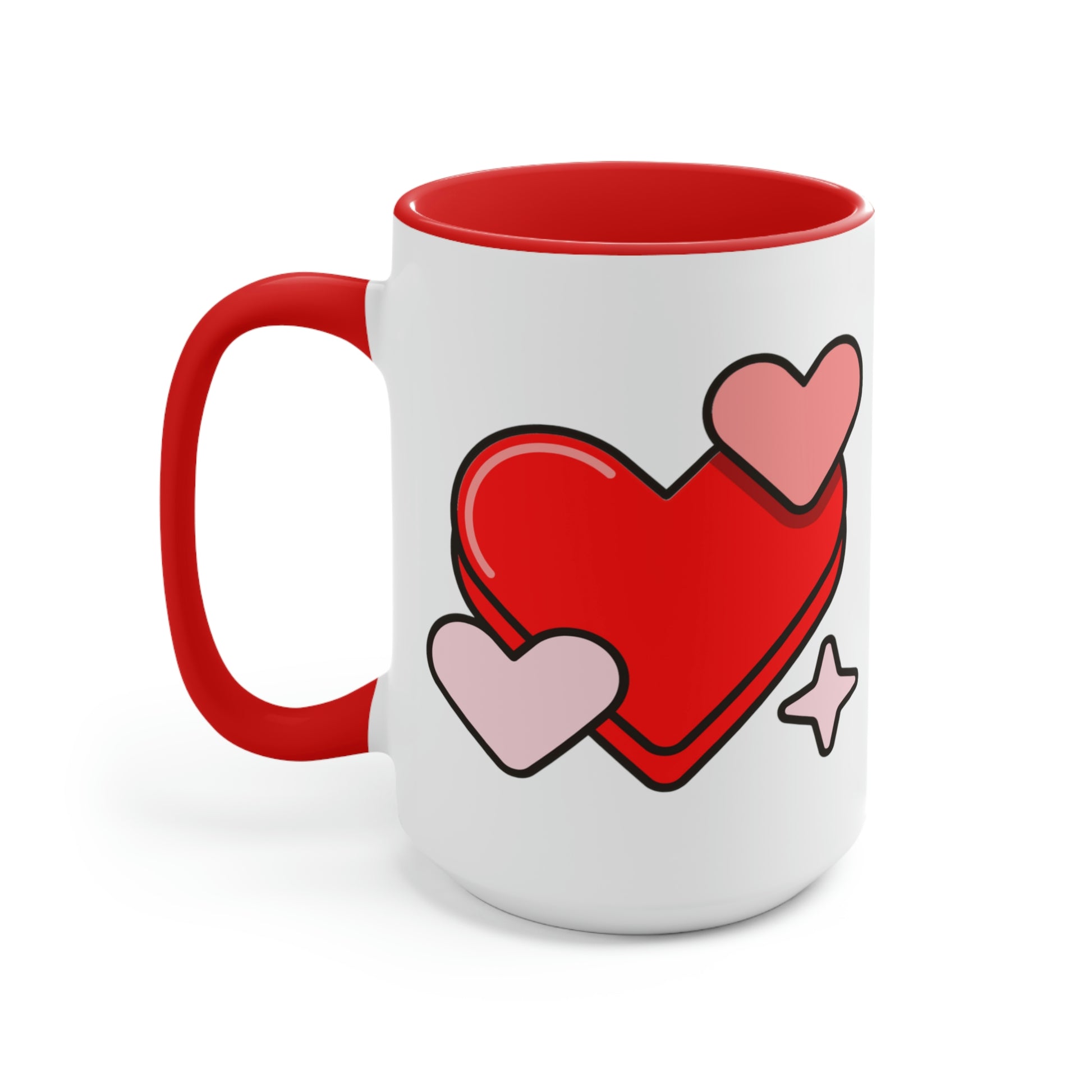 Heart Love Two Tone 15oz Mug, Valentine's Day Mug, Couples Romantic Mug, Cute Mug For Girlfriend, Love Mug For Wife, Heart Mug For Husband