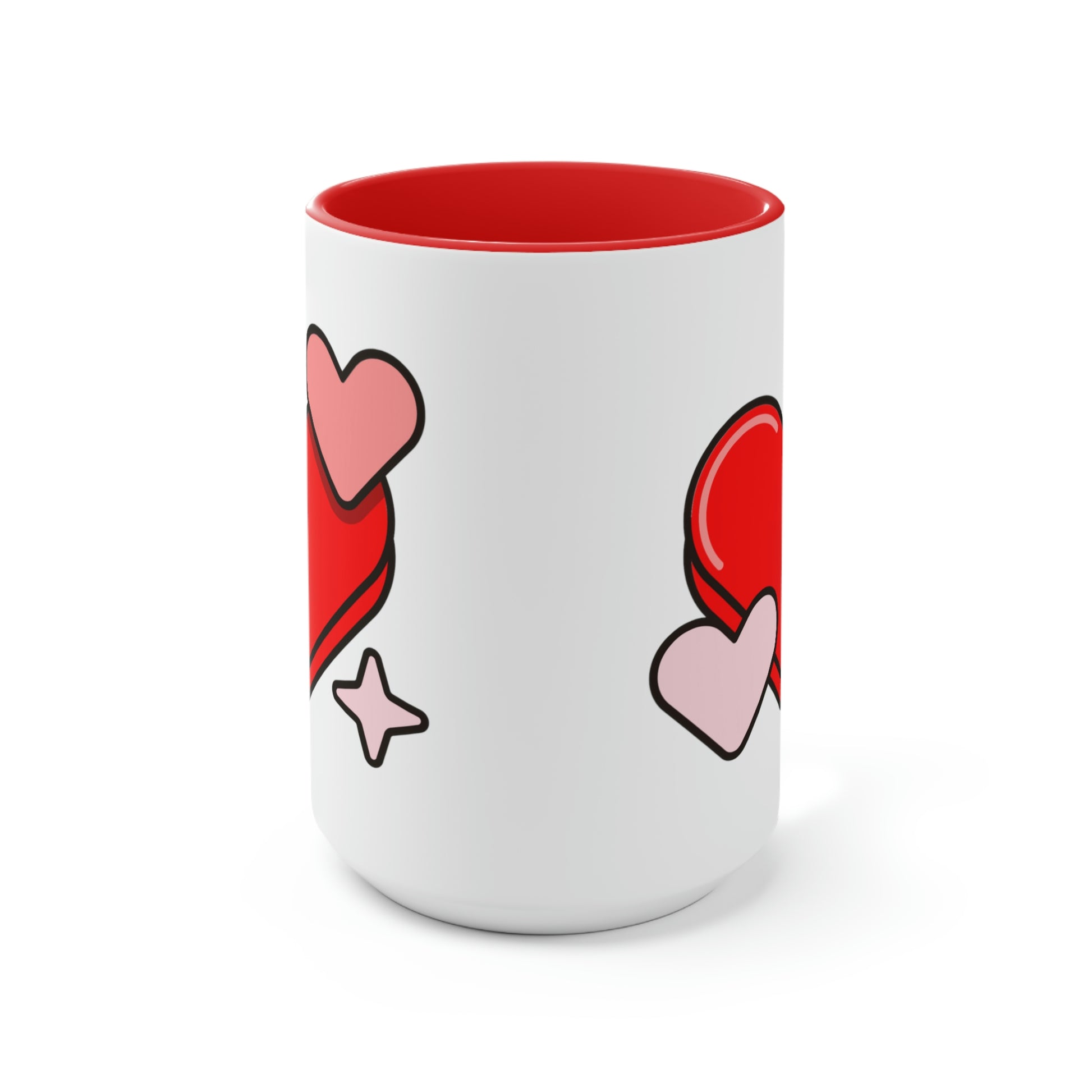 Heart Love Two Tone 15oz Mug, Valentine's Day Mug, Couples Romantic Mug, Cute Mug For Girlfriend, Love Mug For Wife, Heart Mug For Husband